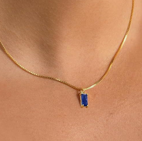 Collana con Pendente Minimalista in Zaffiro | Tono Argento