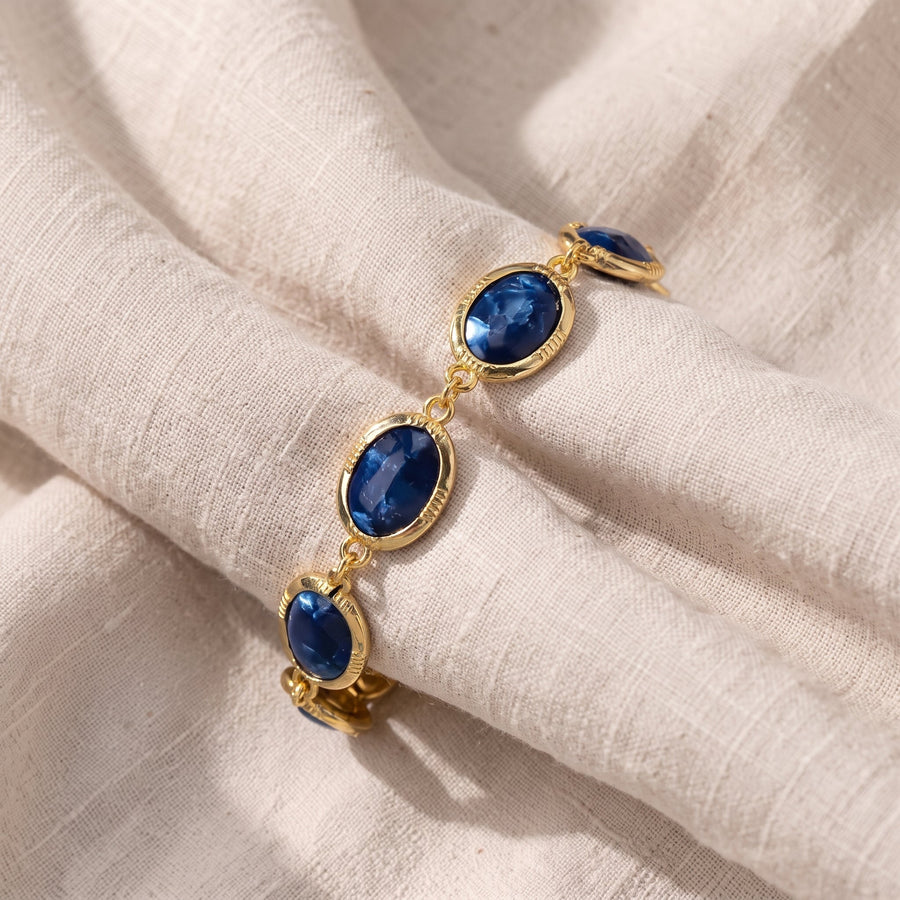 Bracciale Serafina dorato con pietre blu