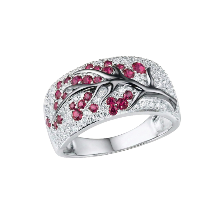 Anello Ruby Blossom Tree - Colore Argento