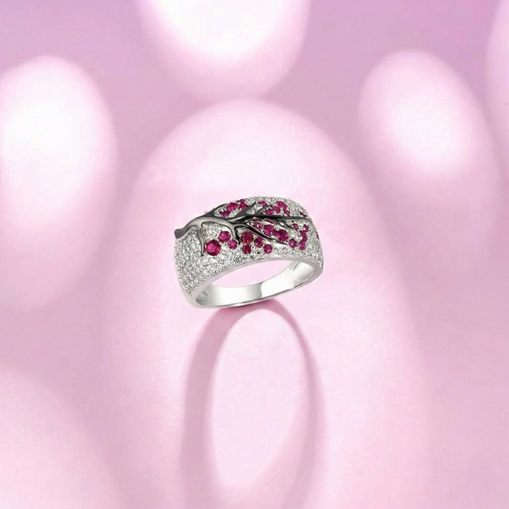 Anello Ruby Blossom Tree - Colore Argento