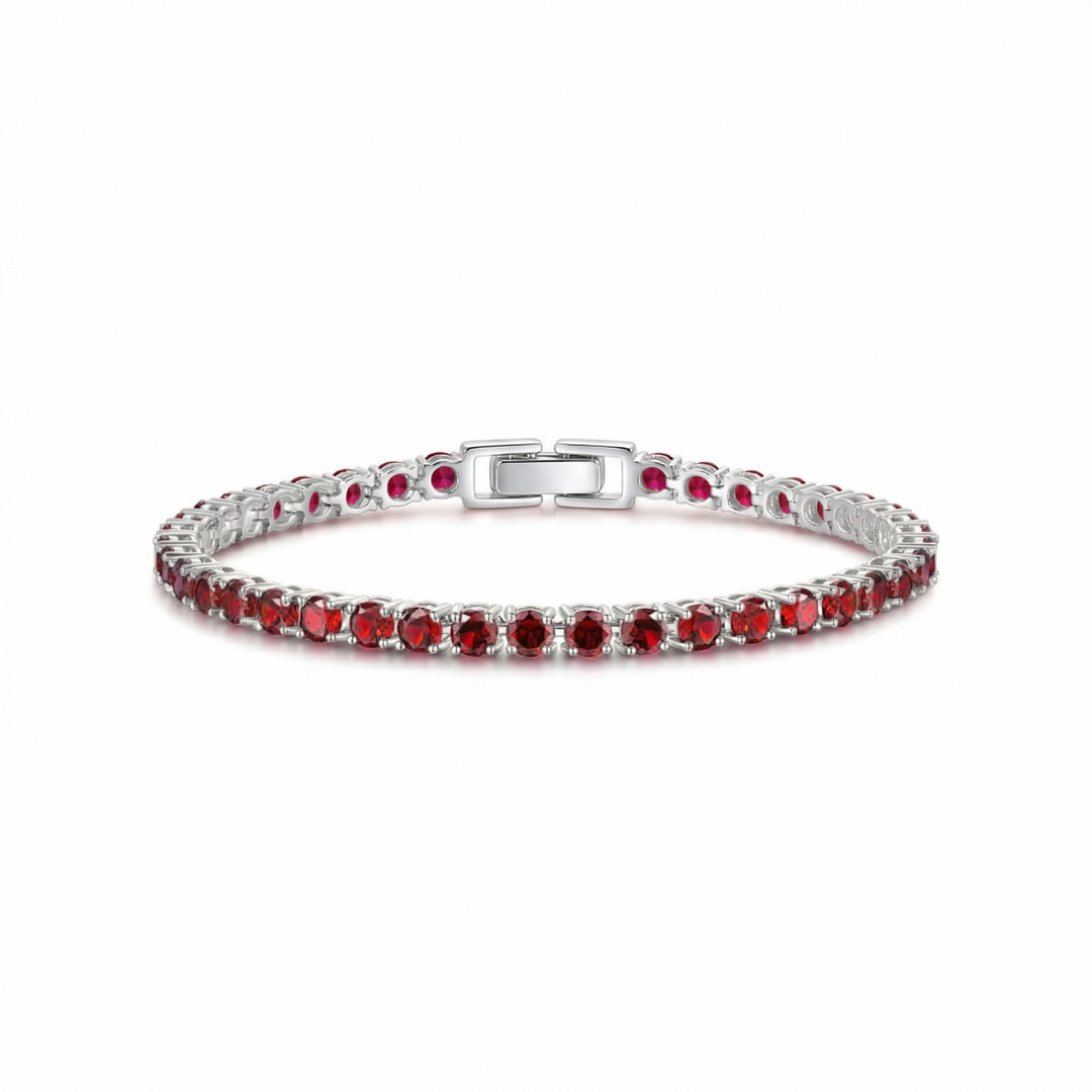 Bracciale Tennis in Rubino - Colore Argento