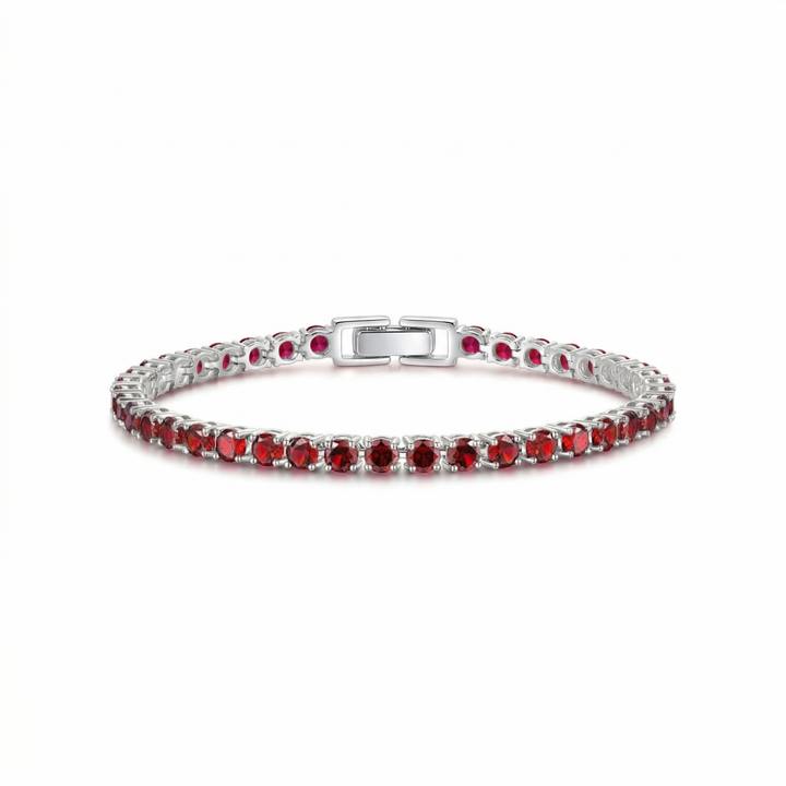 Bracciale Tennis in Rubino - Colore Argento