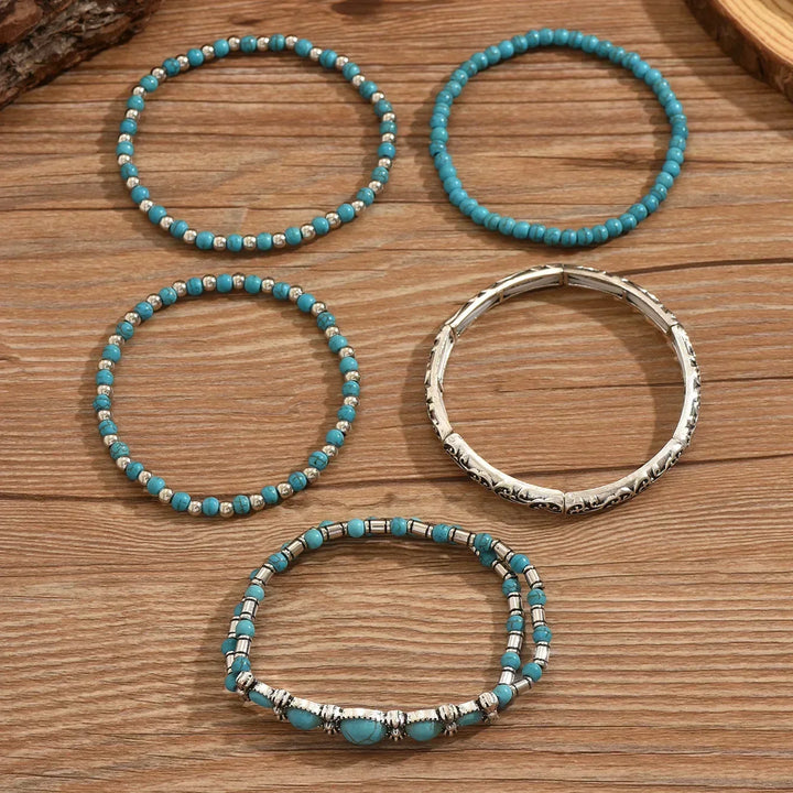 Set di braccialetti bohemien con perle turchesi