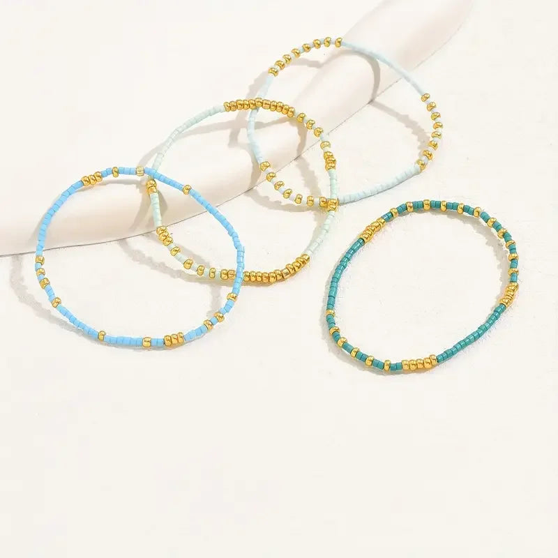 Set di braccialetti bohemien eleganti con perline turchesi