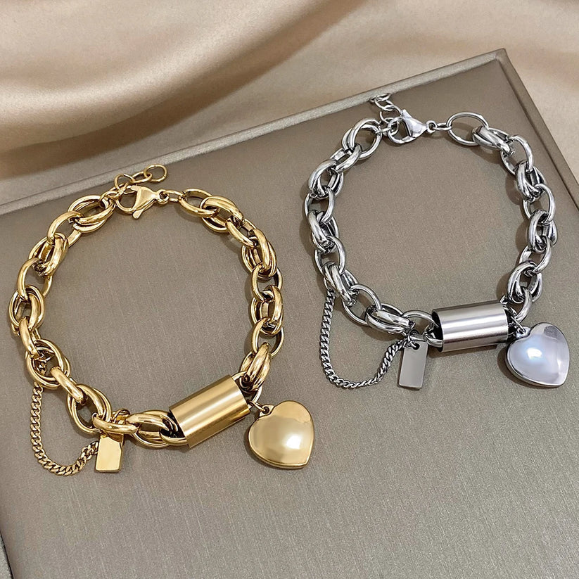 Bracciale massiccio con cuore | Oro