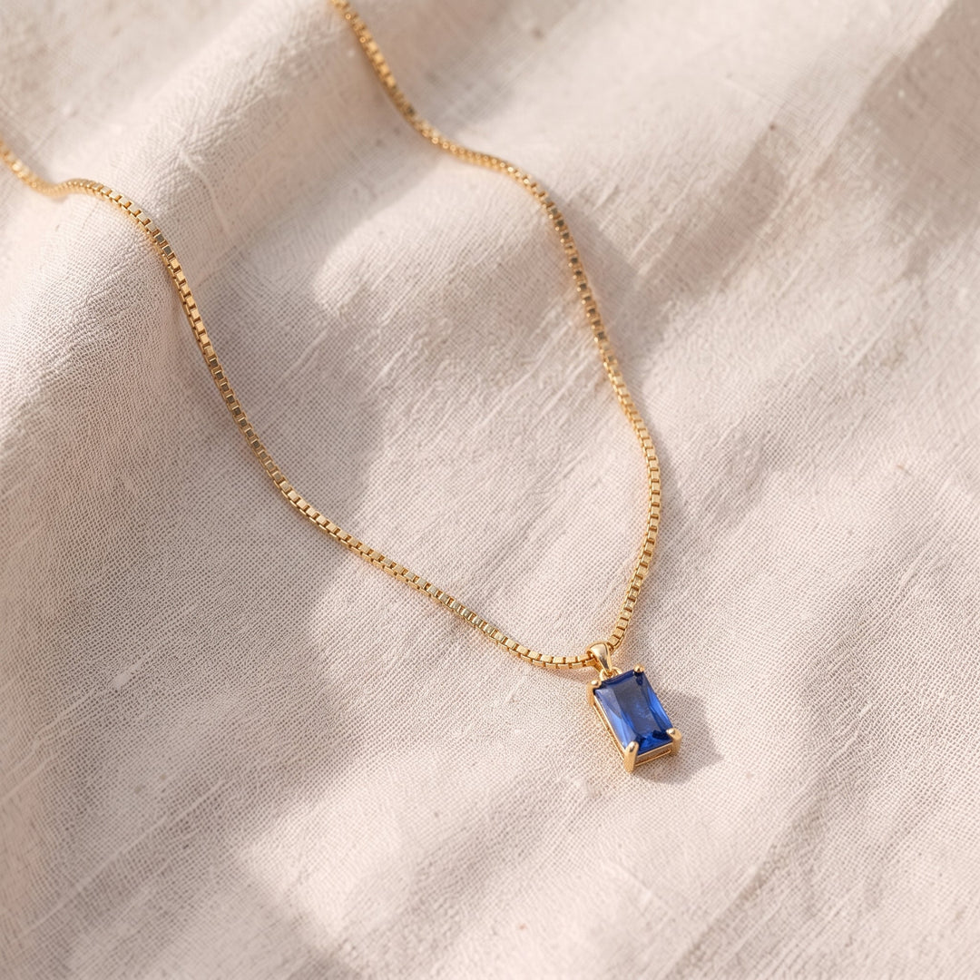 Collana con Pendente Minimalista in Zaffiro | Tono Argento