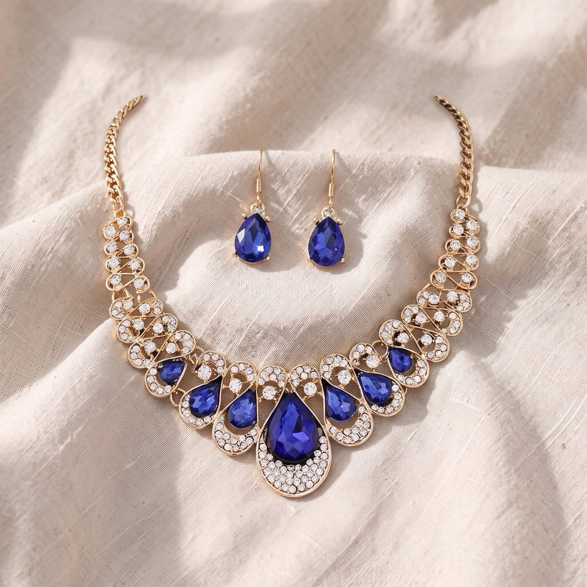 Set di gioielli Marina dorato blu zaffiro