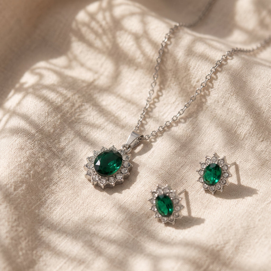 Set di gioielli Katia argentato verde