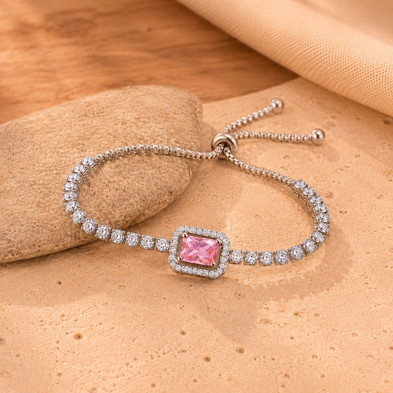 Bracciale Dichiarazione Halo Rosa Luccicante