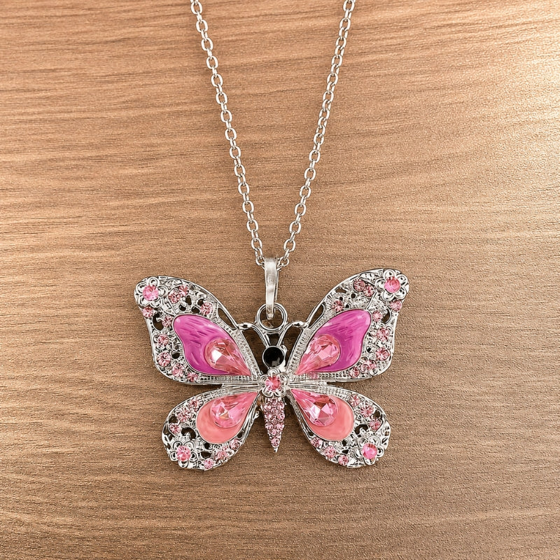 Collana con Ciondolo Farfalla Rosa Radiante