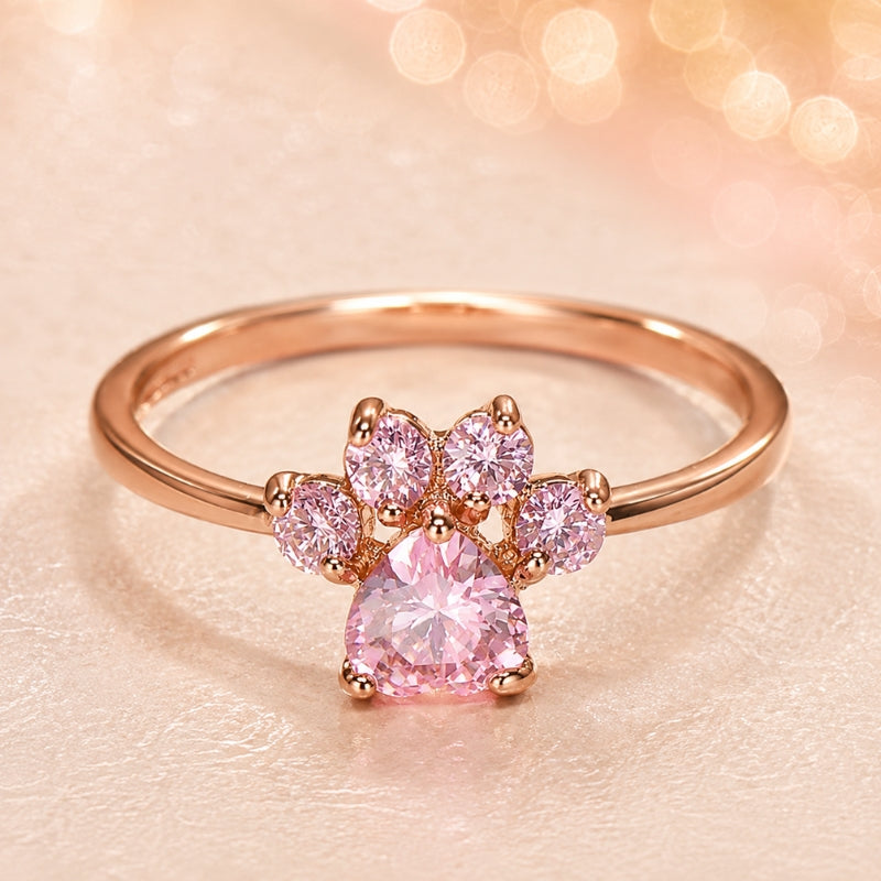 Anello promessa dorato con cristallo rosa