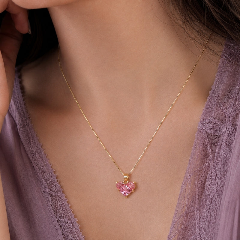 Collana a Cuore Rosa Radiante