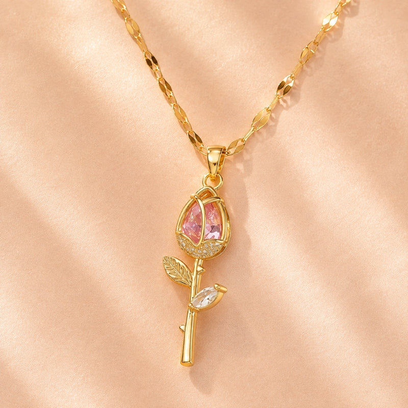 Collana con Ciondolo di Fiore Rosa Elegante
