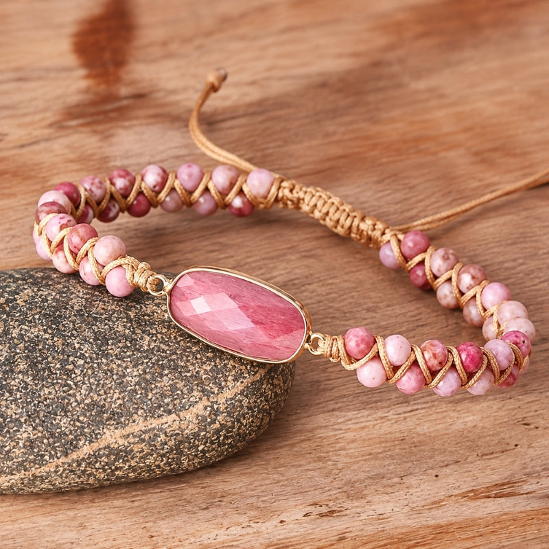 Braccialetto Charm Intrecciato Rosa Senza Tempo