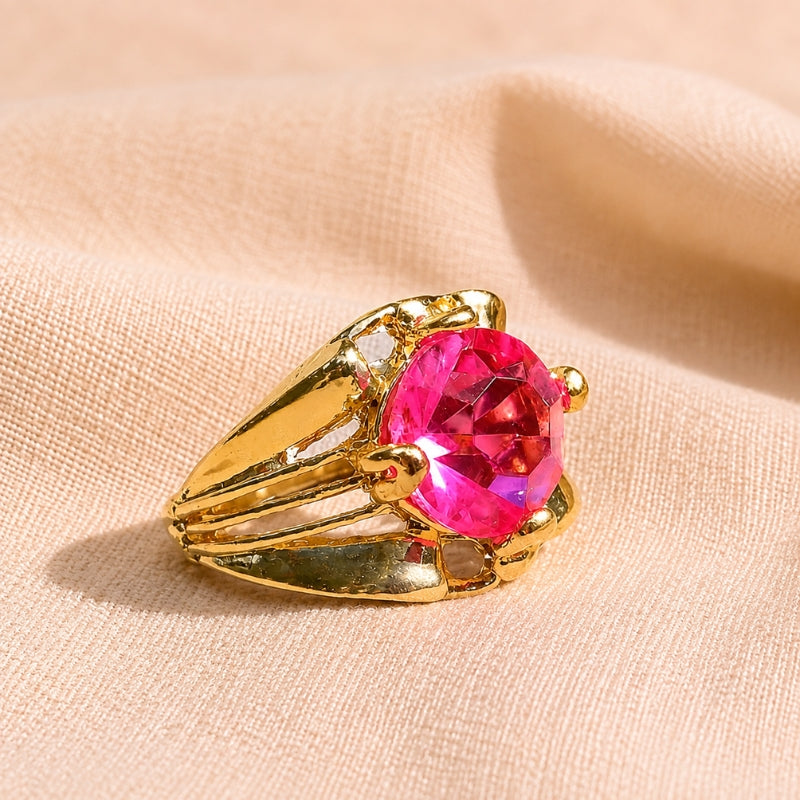 Anello a fascia rosa lucida