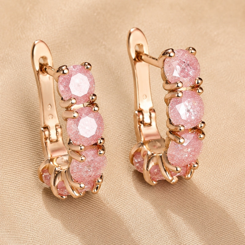 Orecchini a cerchio con cristalli rosa argentati