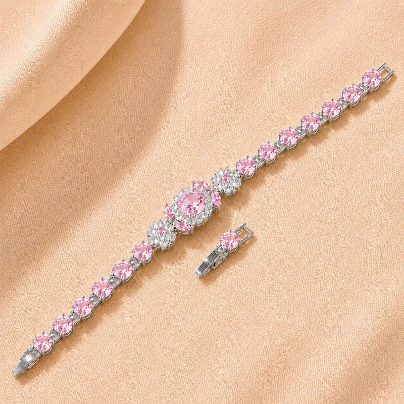 Bracciale argentato con cristalli rosa