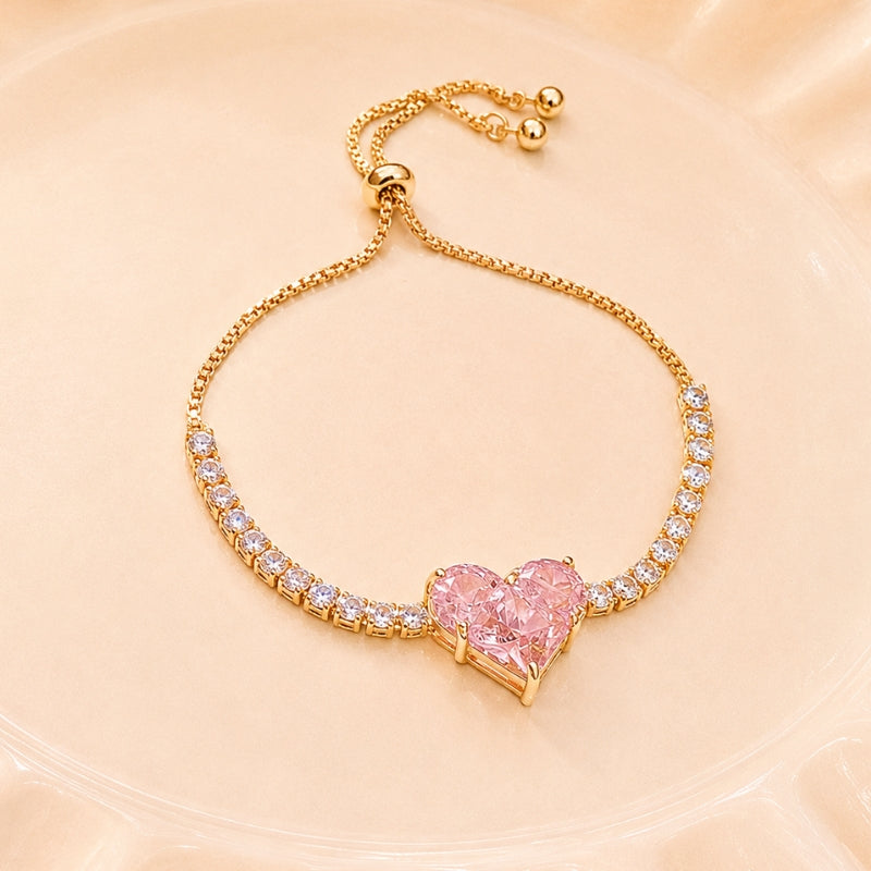 Bracciale con Charm a Cuore Rosa Radioso