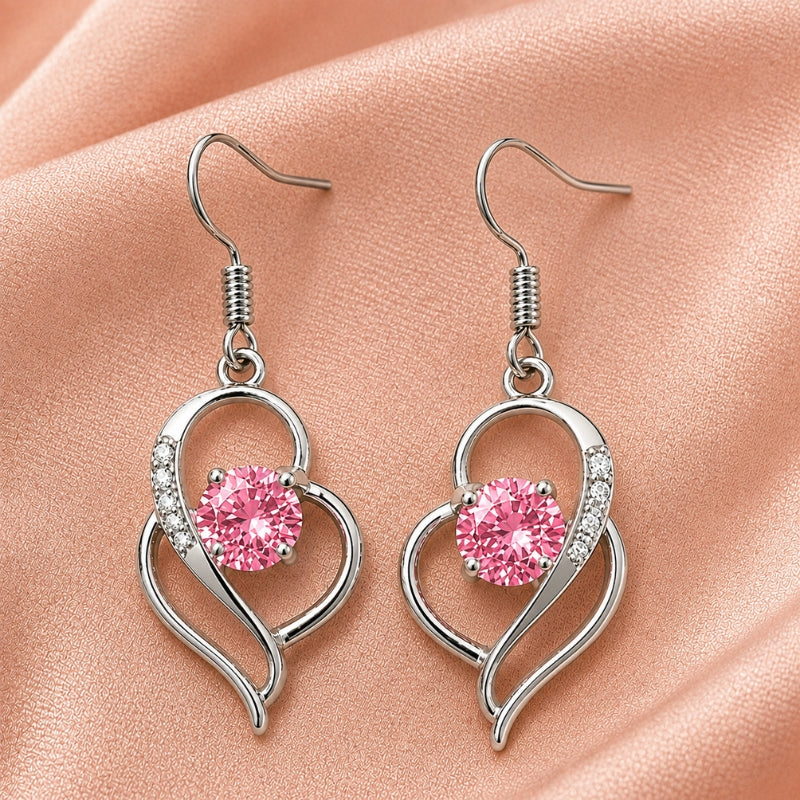Orecchini Dichiarazione a Cuore Rosa Luminosa