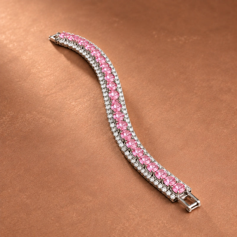 Bracciale Pavé in Rame Rosa con Strass