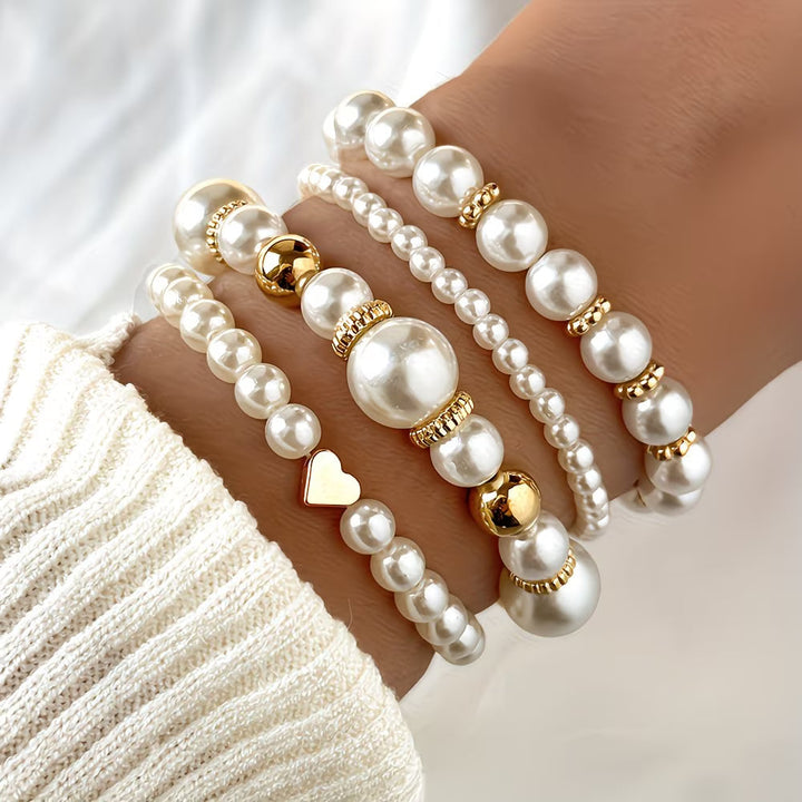 Set di 4 braccialetti di perline da impilare