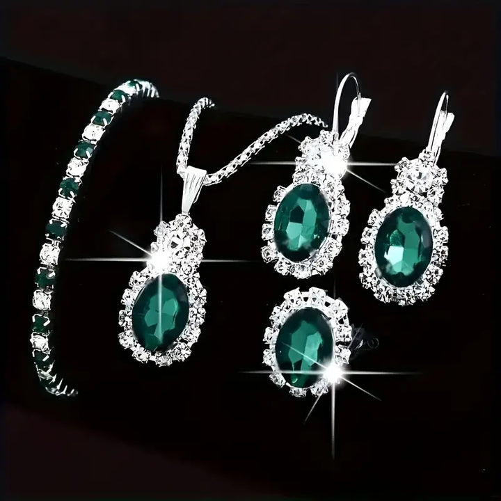Set di Gioielli in Smaraldo Seloria Grevalyn | Tonalità Argento