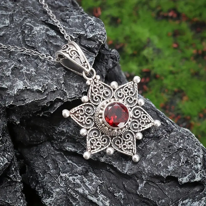 Collana Jessindra Carmalyth in Rubino - Tonalità Argento