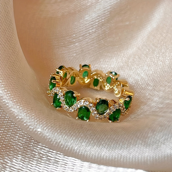 Anello Calira in Smaraldo Aperto | Tonalità Oro