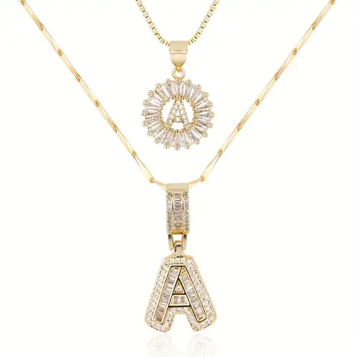 Set collana con pavé lettera iniziale | Oro