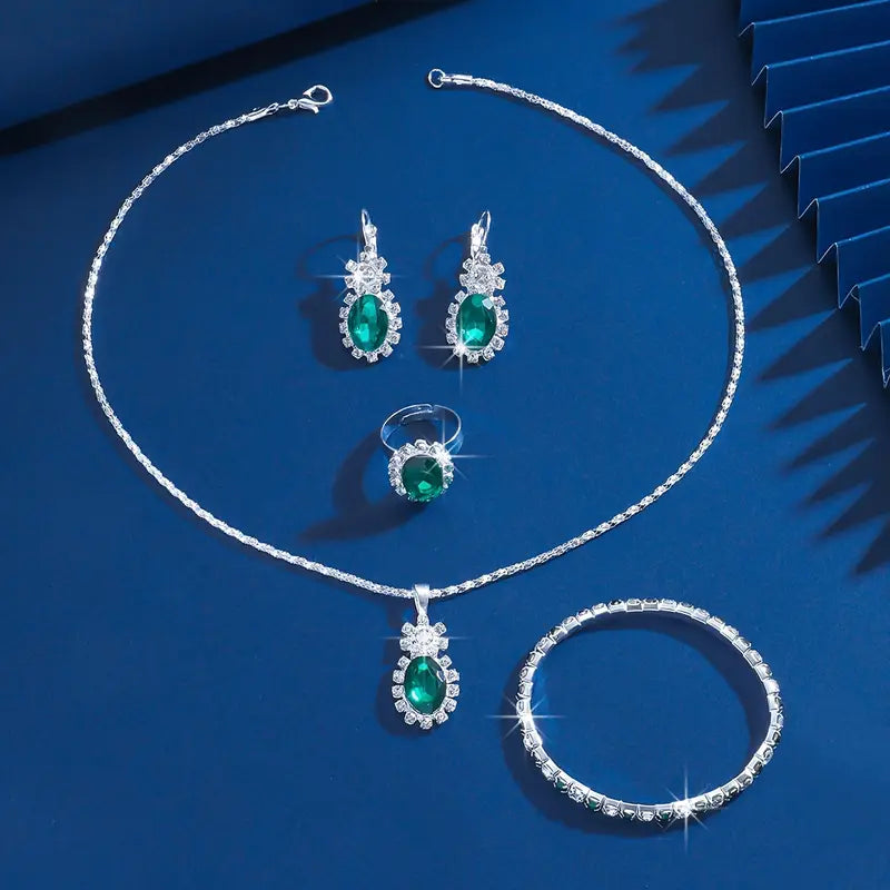 Set di Gioielli in Smaraldo Seloria Grevalyn | Tonalità Argento