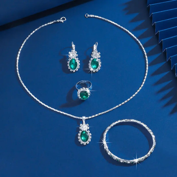 Set di Gioielli in Smaraldo Seloria Grevalyn | Tonalità Argento