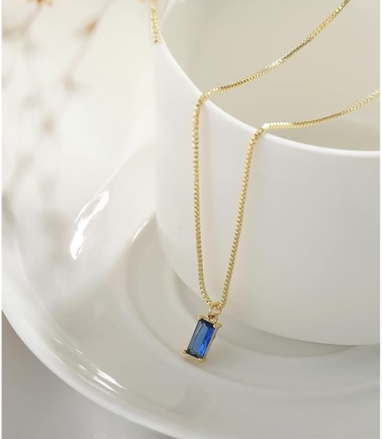 Collana con Pendente Minimalista in Zaffiro | Tono Argento