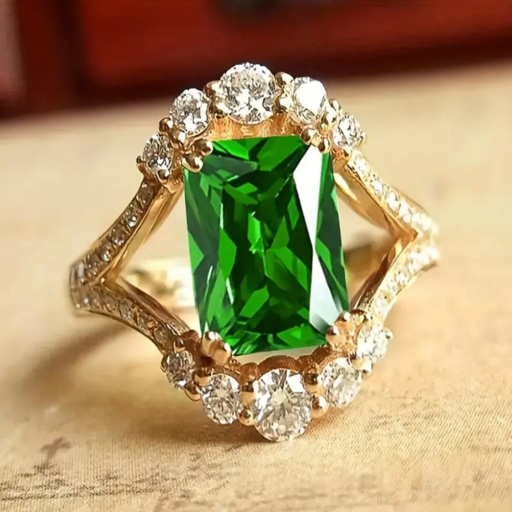 Anello Elisova Grenthal in smeraldo | Tonalità oro