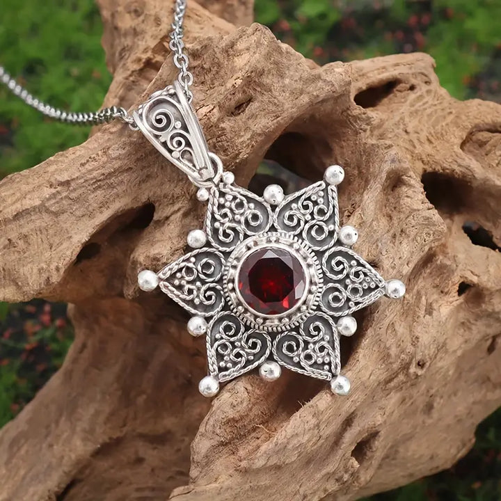 Collana Jessindra Carmalyth in Rubino - Tonalità Argento