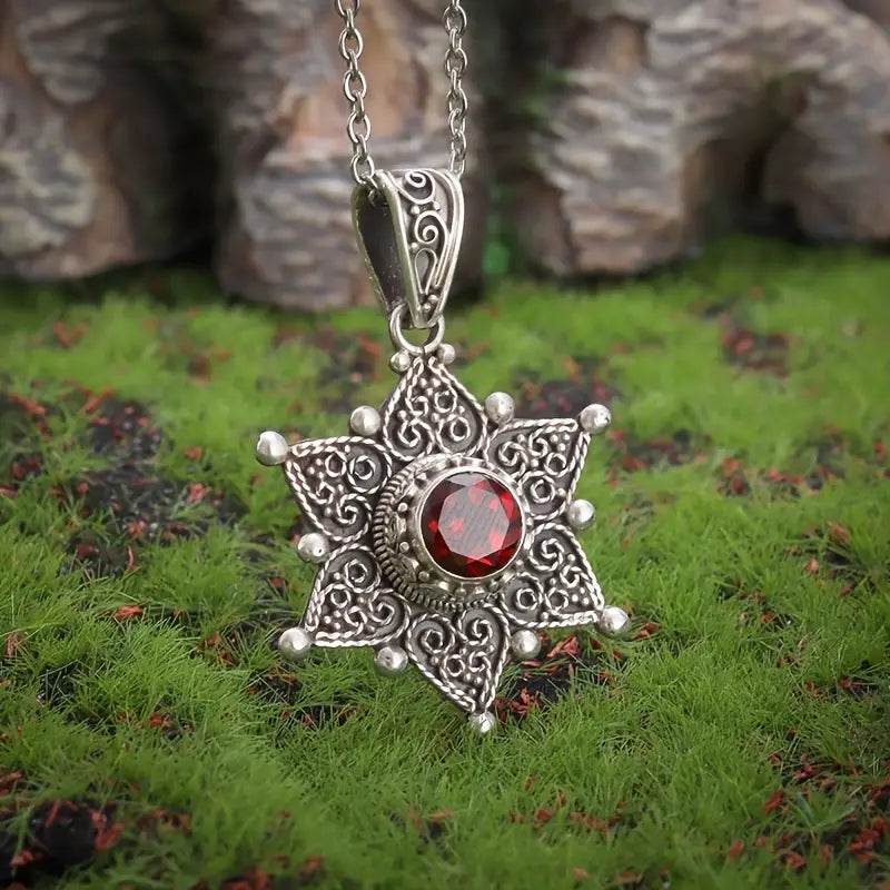 Collana Jessindra Carmalyth in Rubino - Tonalità Argento
