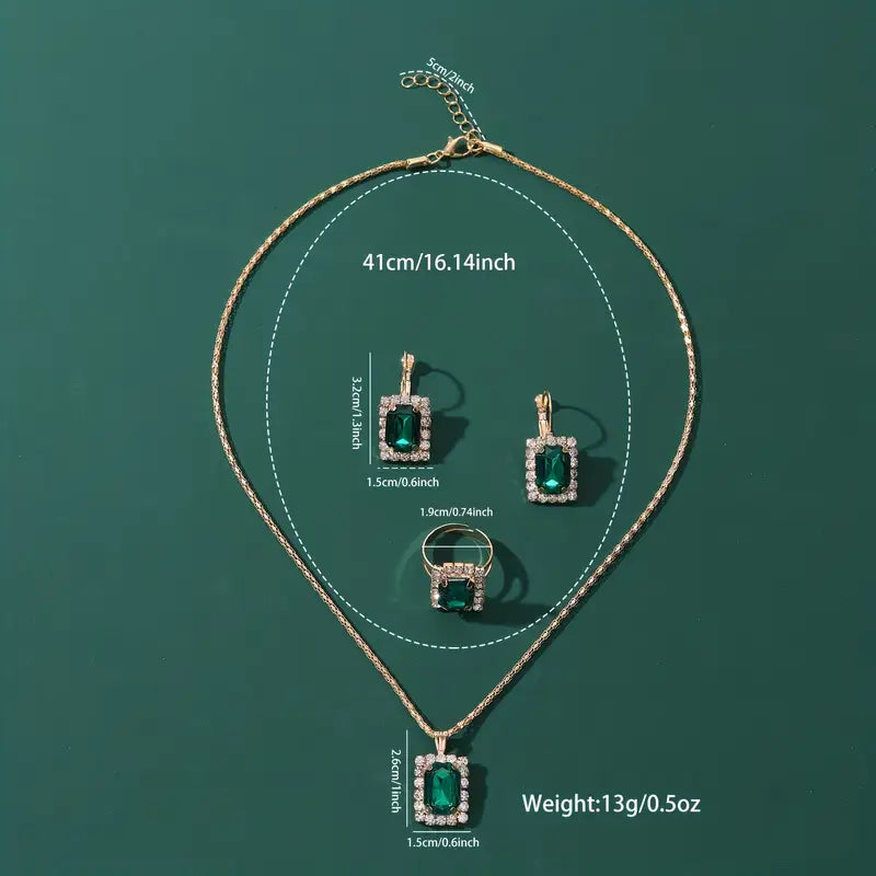 Set di Gioielli in Smeraldo Sylvara Greenveil | Tonalità Argento