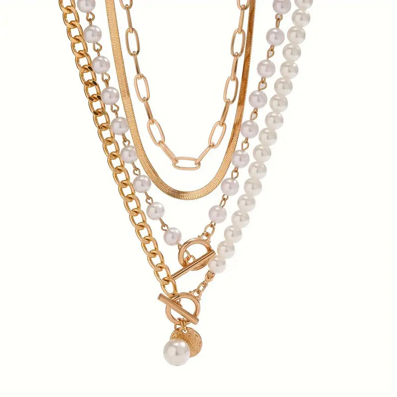Set di Collana Vintage con Catena a Serpente in Tonalità Oro