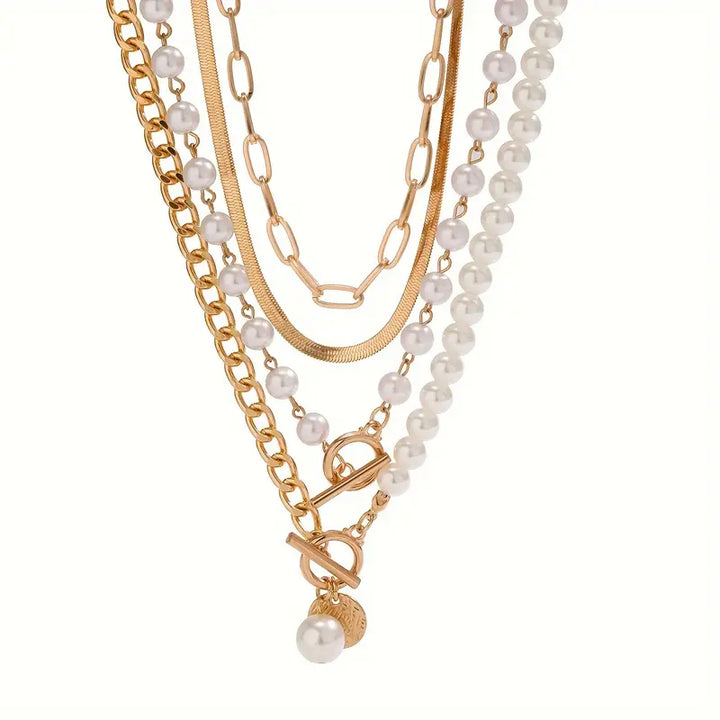 Set di Collana Vintage con Catena a Serpente in Tonalità Oro