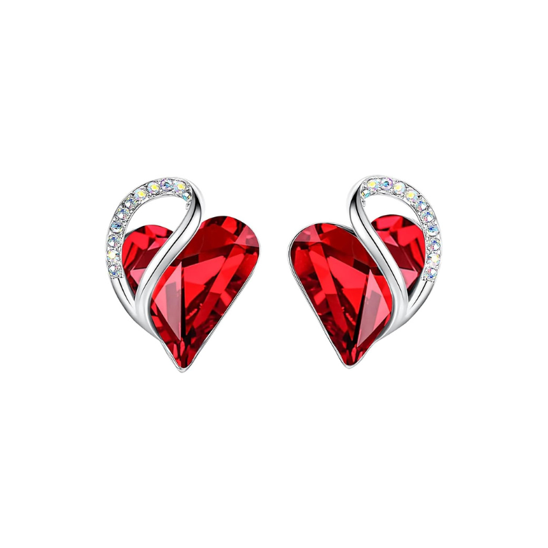 Orecchini Infinity Heart Ruby - Argento