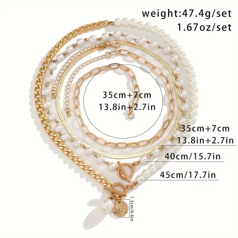 Set di Collana Vintage con Catena a Serpente in Tonalità Oro