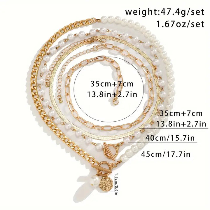 Set di Collana Vintage con Catena a Serpente in Tonalità Oro