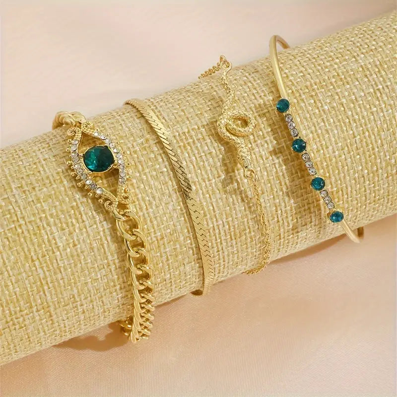 Set di Bracciali Serpina Veyra in Verde Smeraldo | Colore Oro