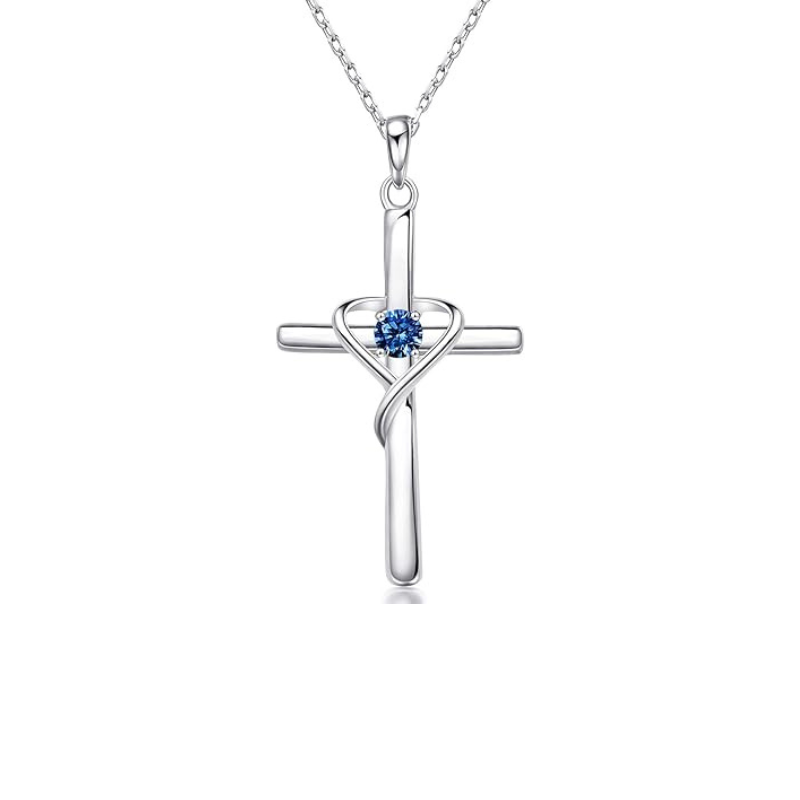 Collana a Croce in Zaffiro | Colore Argento