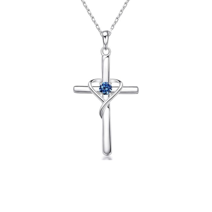 Collana a Croce in Zaffiro | Colore Argento