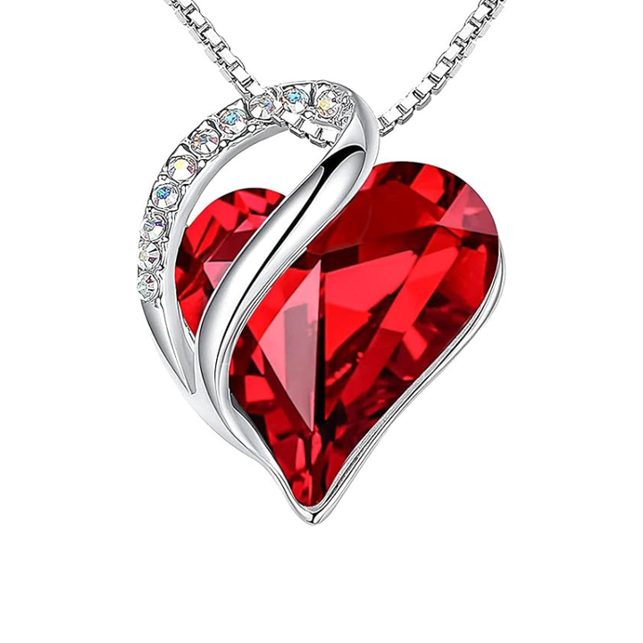 Collana Infinity Heart in Rubino - Tonalità Argento