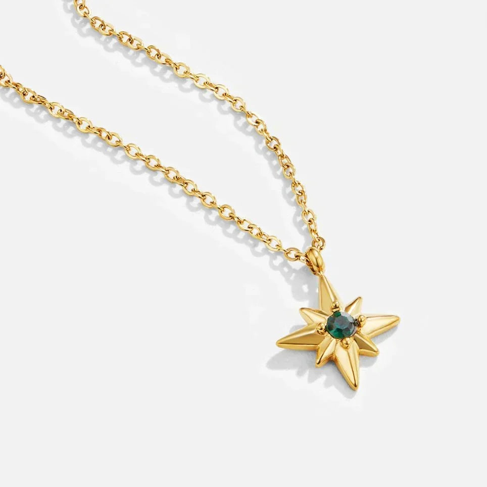 Collana in Gemma Celestina con Smeraldo | Colore Oro