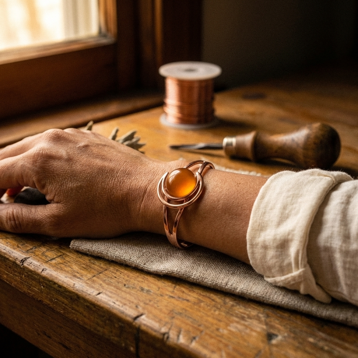 Bracciale in Rame Arancione a Sfera