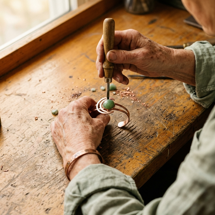 Bracciale in Rame Verde a Sfera