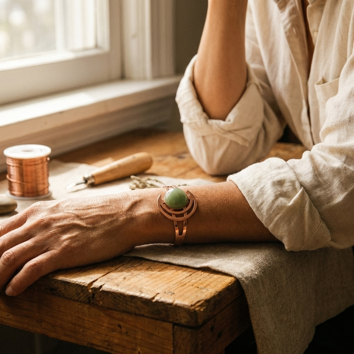 Bracciale in Rame Verde a Sfera