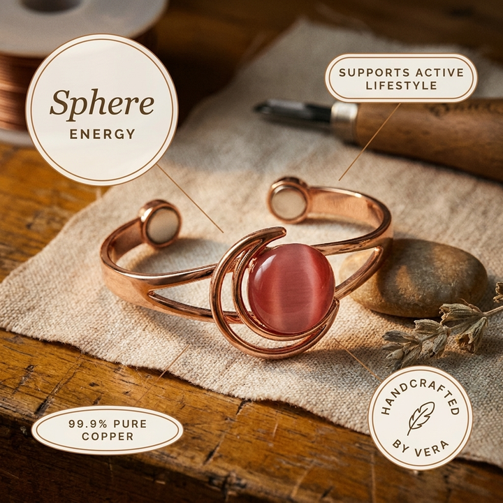 Bracciale in Rame Rosa a Sfera